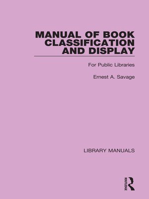 cover image of Manual of Book Classification and Display